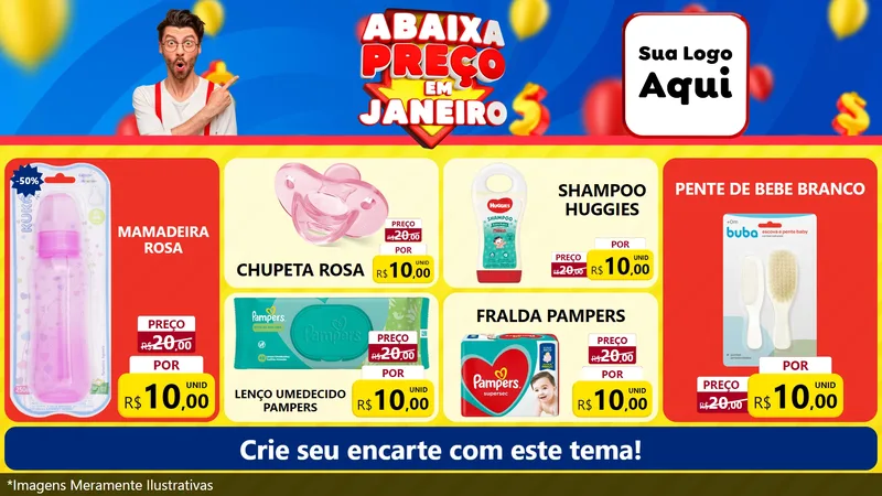 Modelo de TV para TV Horizontal com o tema Abaixa Preço em Janeiro para Bebês