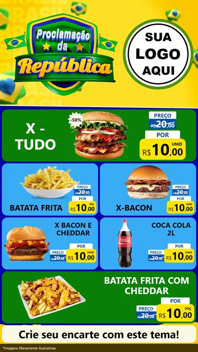 Modelo de TV para TV Vertical com o tema Proclamação da República para Hamburgueria