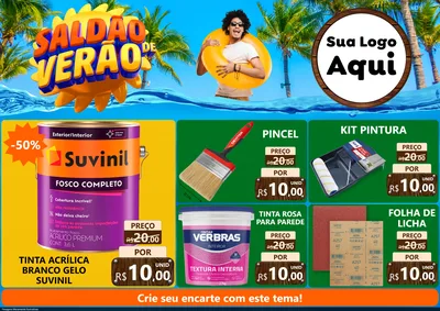 Modelo de Encarte para Encarte A4 Horizontal com o tema Saldão de Verão para Tintas e Ferramentas