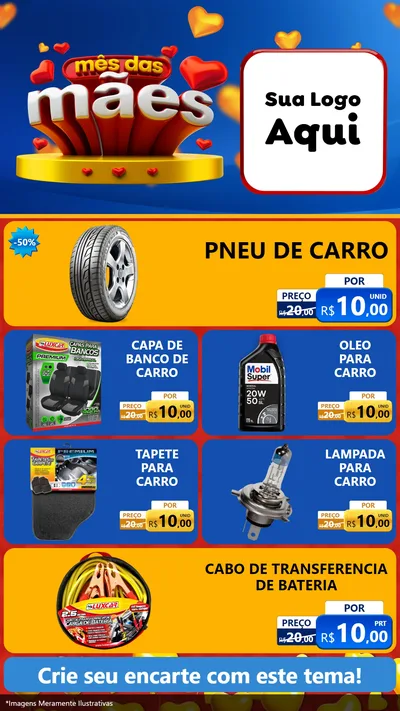 Modelo de TV para TV Vertical com o tema Mês das Mães para Auto peças