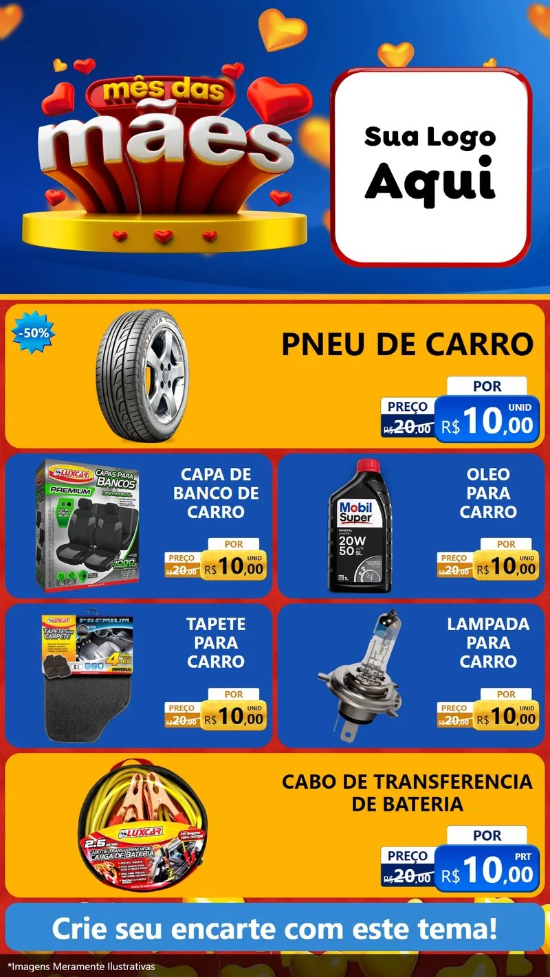 Modelo de TV para TV Vertical com o tema Mês das Mães para Auto peças