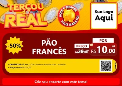 Modelo de Cartaz para Cartaz A4 Horizontal com o tema Terçou do Real para Padaria