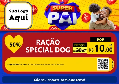 Modelo de Cartaz para Cartaz A4 Horizontal com o tema Super Pai para Pet Shop