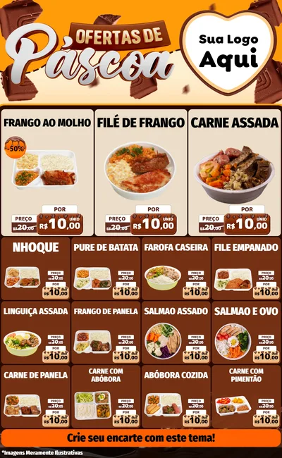 Modelo de Encarte para Encarte Grande com o tema Ofertas de Páscoa para Restaurante