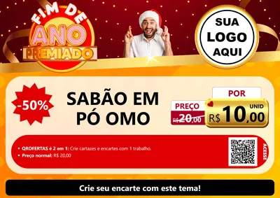Modelo de Cartaz para Cartaz A4 Horizontal com o tema Fim de Ano Premiado para Produtos de Limpeza