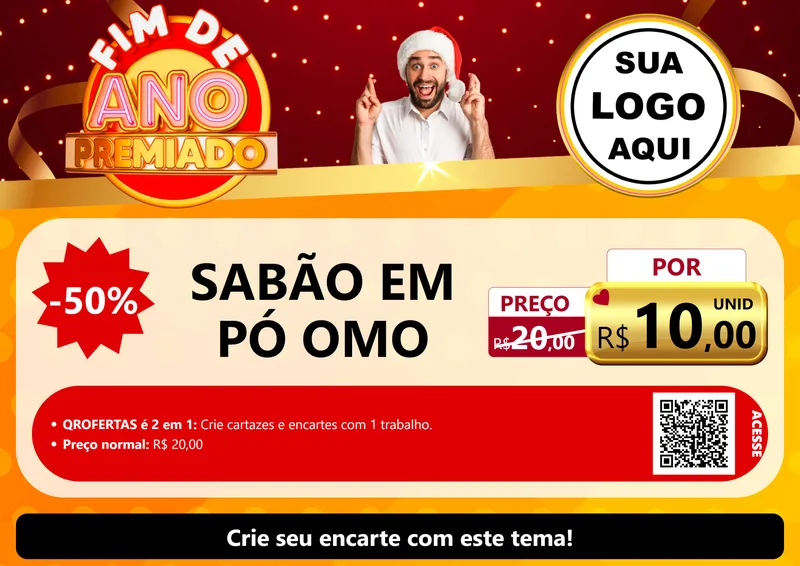Modelo de Cartaz para Cartaz A4 Horizontal com o tema Fim de Ano Premiado para Produtos de Limpeza