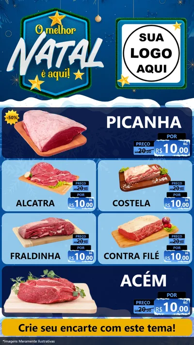 Modelo de TV para TV Vertical com o tema O Melhor Natal É Aqui! para Açougue