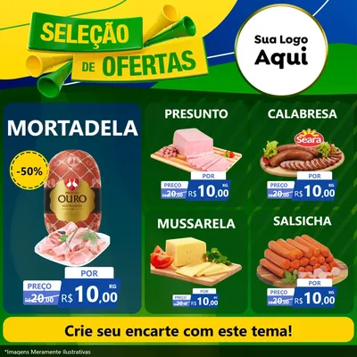 Modelo de Rede Social para Feed Facebook com o tema Seleção de Ofertas - Copa para Frios e Laticínios