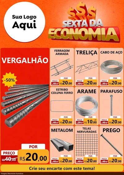 Modelo de Encarte para Encarte A4 Vertical com o tema Sexta da Economia para Ferragens