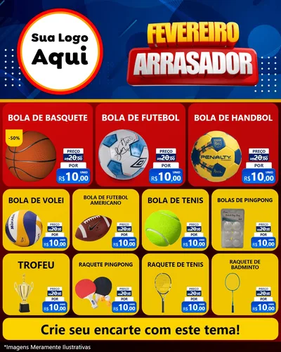 Modelo de Rede Social para Feed Instagram com o tema Fevereiro Arrasador para Artigos Esportivos