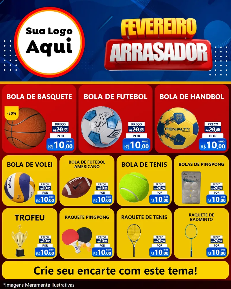 Modelo de Rede Social para Feed Instagram com o tema Fevereiro Arrasador para Artigos Esportivos