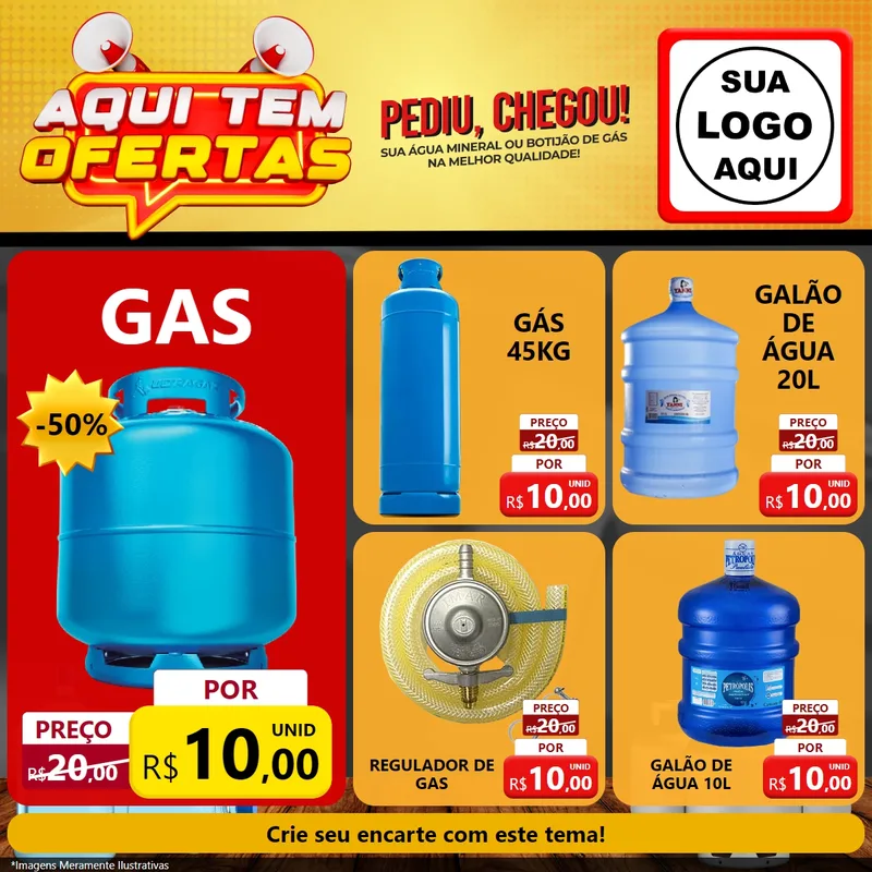 Modelo de Rede Social para Feed Facebook com o tema Aqui Tem Ofertas para Água e gás