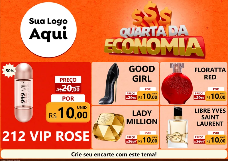 Modelo de Encarte para Encarte A4 Horizontal com o tema Quarta da Economia para Perfumes