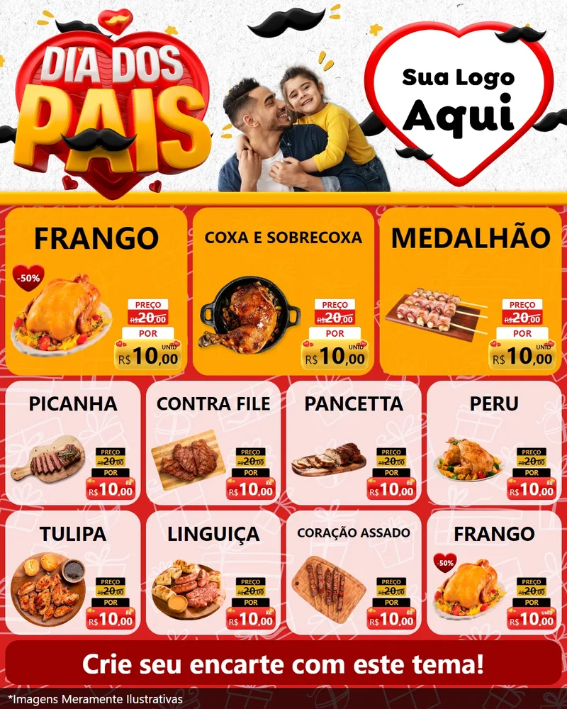 Modelo de Rede Social para Feed Instagram com o tema Dia dos Pais para Assados