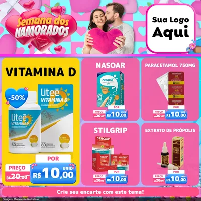 Modelo de Rede Social para Feed Facebook com o tema Semana dos Namorados para Farmácia
