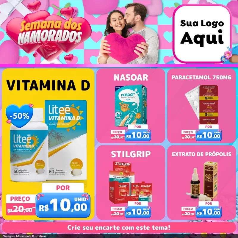 Modelo de Rede Social para Feed Facebook com o tema Semana dos Namorados para Farmácia