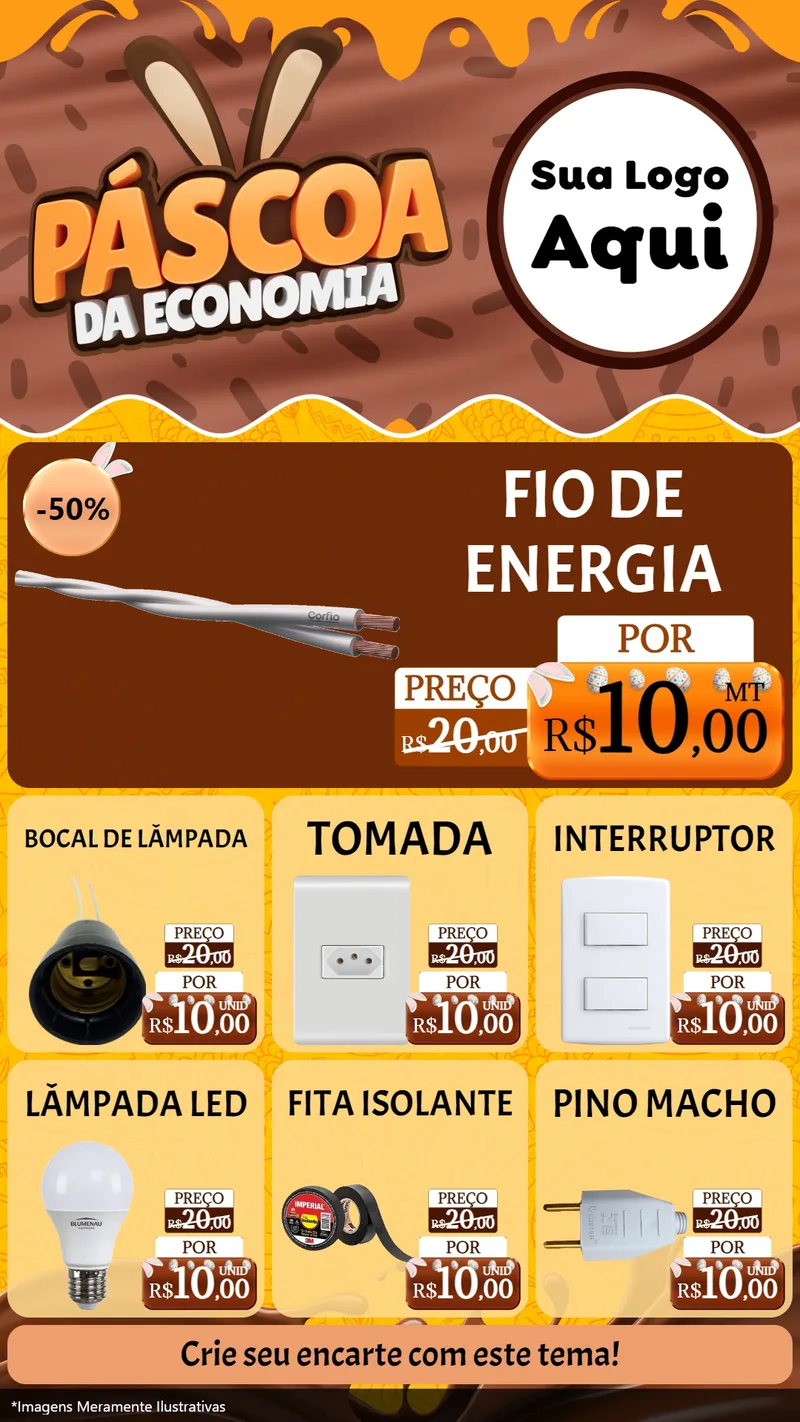 Modelo de Rede Social para Stories com o tema Páscoa da Economia para Materiais Elétricos