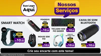 Modelo de TV para TV Horizontal com o tema Nossos Serviços para Informática