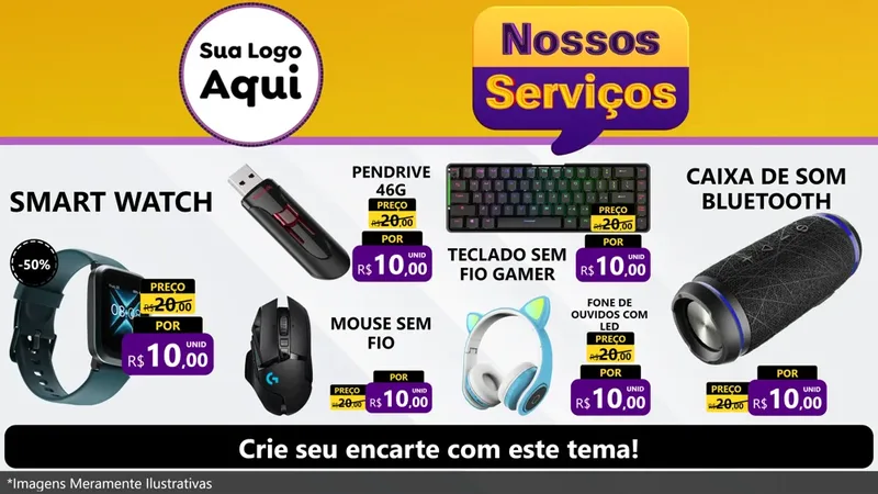 Modelo de TV para TV Horizontal com o tema Nossos Serviços para Informática