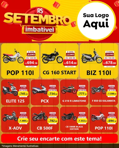 Modelo de Rede Social para Feed Instagram com o tema Setembro Imbatível para Concessionaria de Motos
