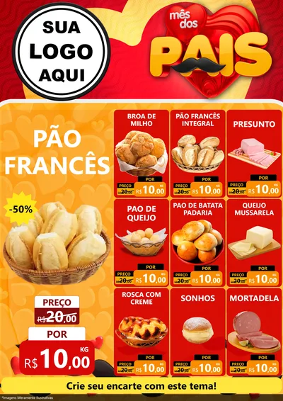 Modelo de Encarte para Encarte A4 Vertical com o tema Mês Dos Pais para Padaria