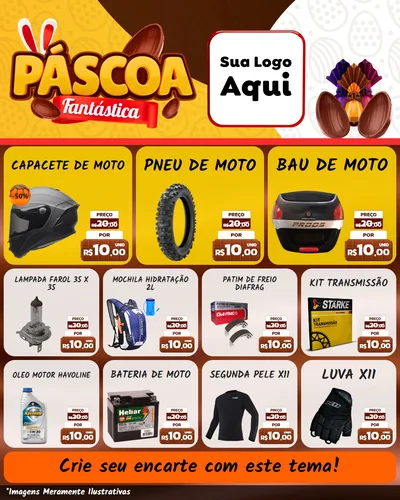 Modelo de Rede Social para Feed Instagram com o tema Páscoa Fantástica para Moto peças