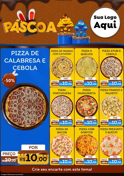 Modelo de Encarte para Encarte A4 Vertical com o tema Páscoa para Pizzaria