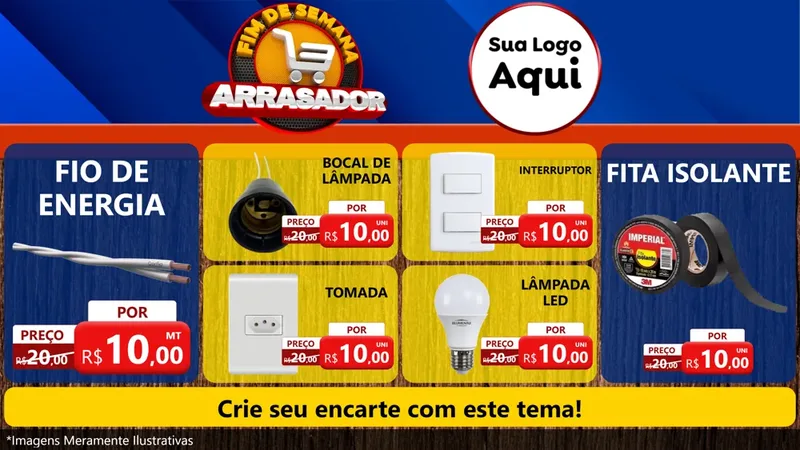 Modelo de TV para TV Horizontal com o tema Fim De Semana Arrasador para Materiais Elétricos