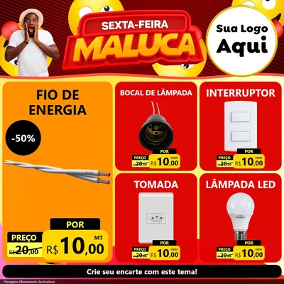 Modelo de Rede Social para Feed Facebook com o tema Sexta-feira Maluca para Materiais Elétricos
