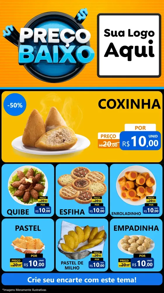 Modelo de Rede Social para Stories com o tema Preço Baixo para Salgadaria