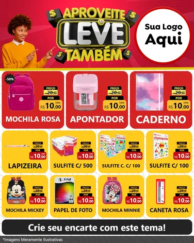 Modelo de Rede Social para Feed Instagram com o tema Aproveite e Leve Também para Papelaria