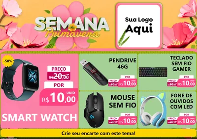 Modelo de Encarte para Encarte A4 Horizontal com o tema Semana da Primavera para Informática
