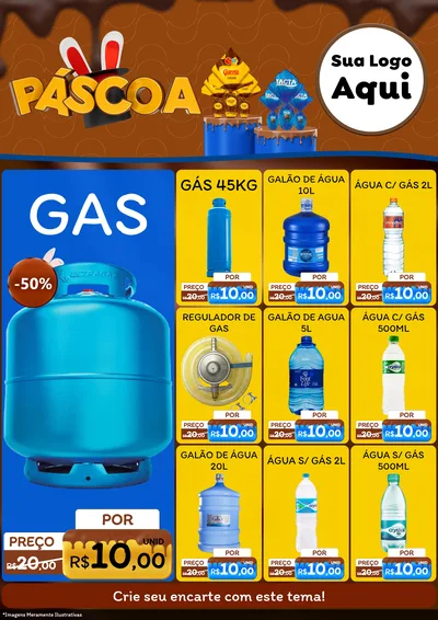 Modelo de Encarte para Encarte A4 Vertical com o tema Páscoa para Água e gás