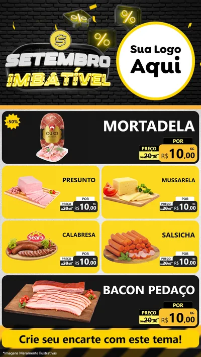 Modelo de TV para TV Vertical com o tema Setembro Imbatível para Frios e Laticínios