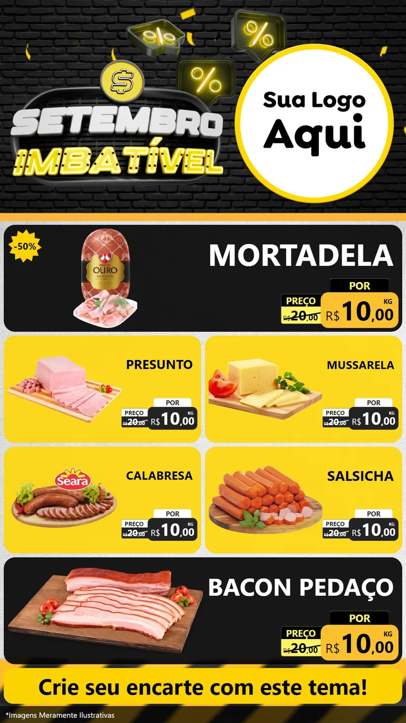 Modelo de TV para TV Vertical com o tema Setembro Imbatível para Frios e Laticínios