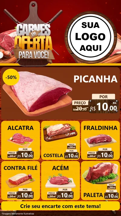 Modelo de Rede Social para Stories com o tema Carnes em Oferta Para Você para Açougue