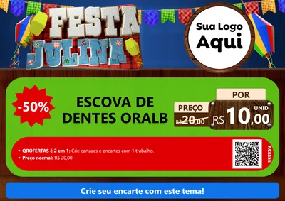 Modelo de Cartaz para Cartaz A4 Horizontal com o tema Festa Julina para Higiene Pessoal