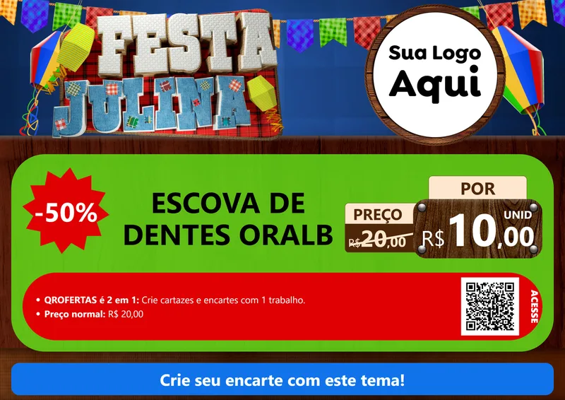 Modelo de Cartaz para Cartaz A4 Horizontal com o tema Festa Julina para Higiene Pessoal