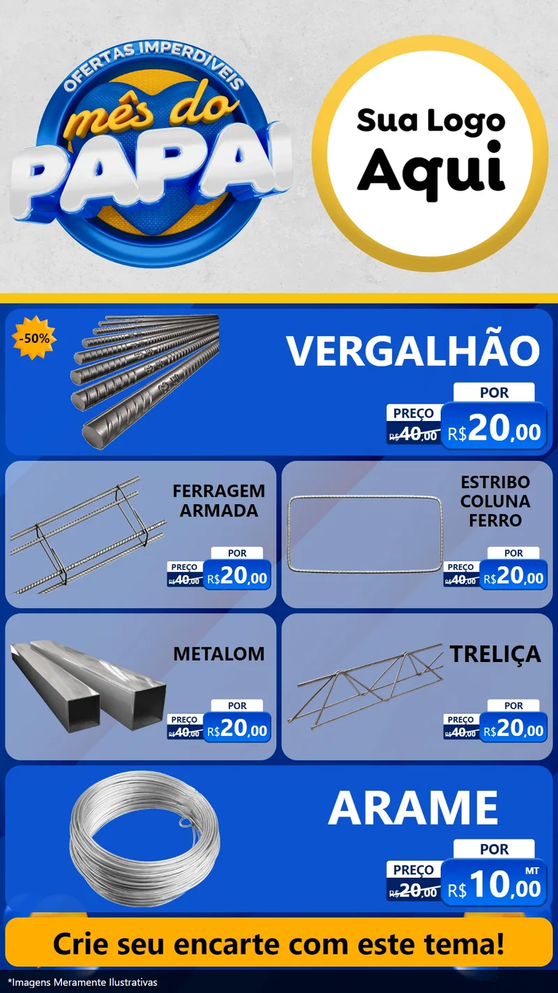 Modelo de TV para TV Vertical com o tema Ofertas Imperdíveis Mês Do Papai para Ferragens