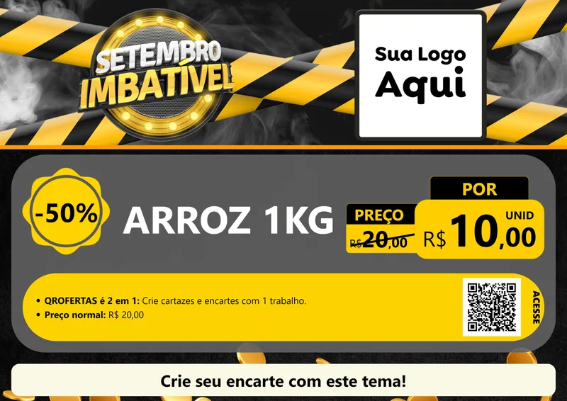 Modelo de Cartaz para Cartaz A4 Horizontal com o tema Setembro Imbatível para Supermercado