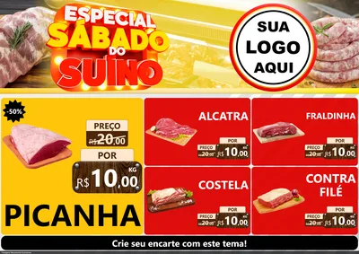 Modelo de Encarte para Encarte A4 Horizontal com o tema Especial Sábado do Suíno para Açougue