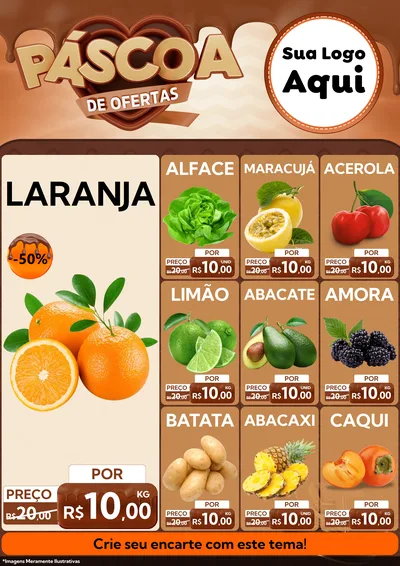 Modelo de Encarte para Encarte A4 Vertical com o tema Páscoa de Ofertas para Hortifrúti