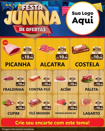 Modelo de Rede Social para Feed Instagram com o tema Festa Junina de Ofertas para Açougue