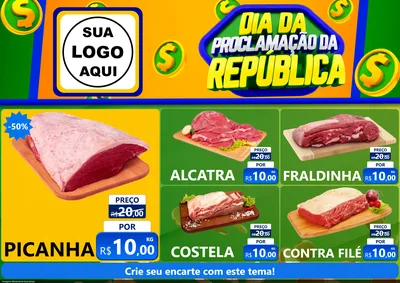 Modelo de Encarte para Encarte A4 Horizontal com o tema Dia Da Proclamação da República para Açougue