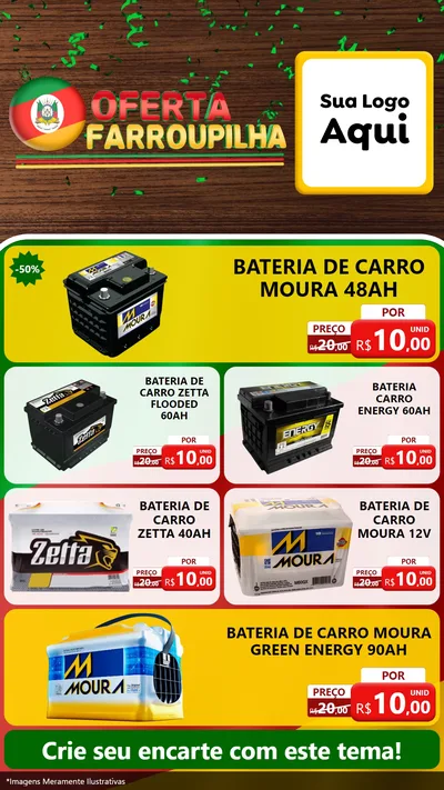 Modelo de TV para TV Vertical com o tema Oferta Farroupilha para Baterias Elétricas