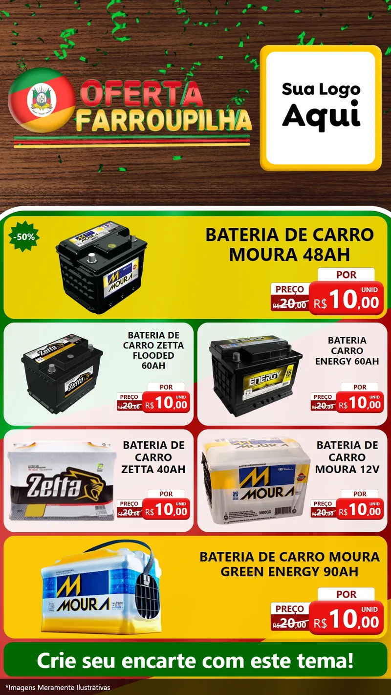 Modelo de TV para TV Vertical com o tema Oferta Farroupilha para Baterias Elétricas