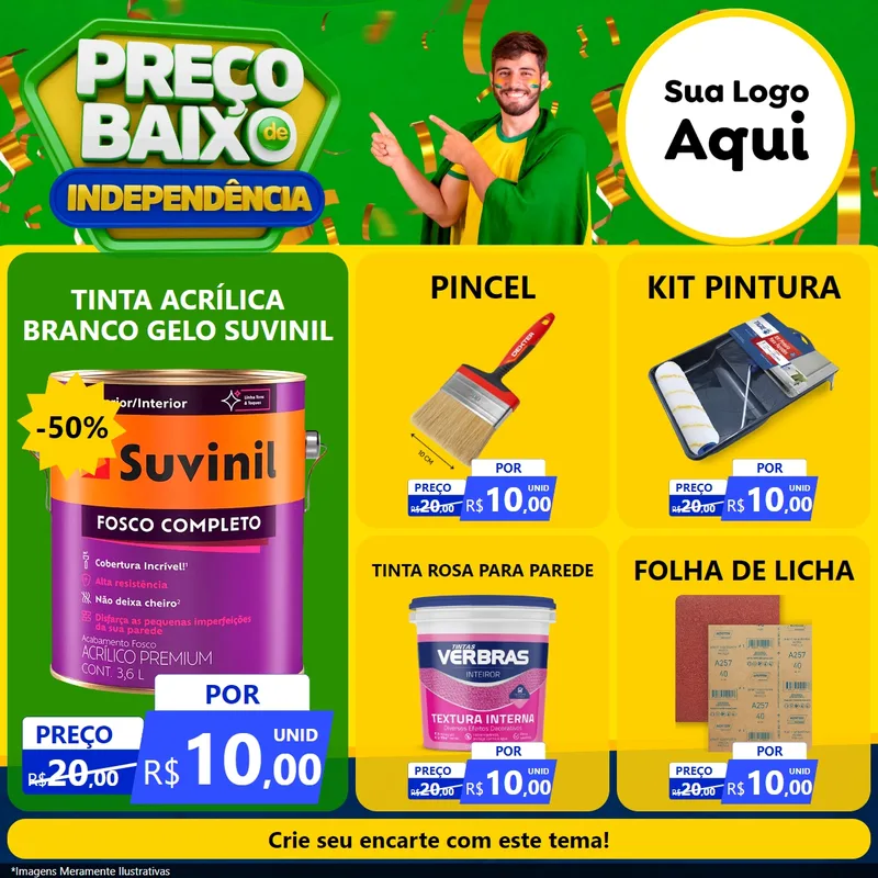 Modelo de Rede Social para Feed Facebook com o tema Preço Baixo de Independência para Tintas e Ferramentas