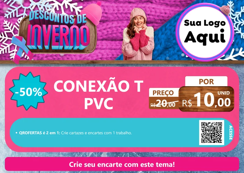 Modelo de Cartaz para Cartaz A4 Horizontal com o tema Descontos de Inverno para Tubos e conexões