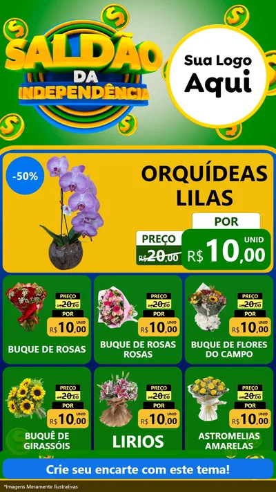 Modelo de Rede Social para Stories com o tema Saldão da Indepêndencia para Floricultura e jardim