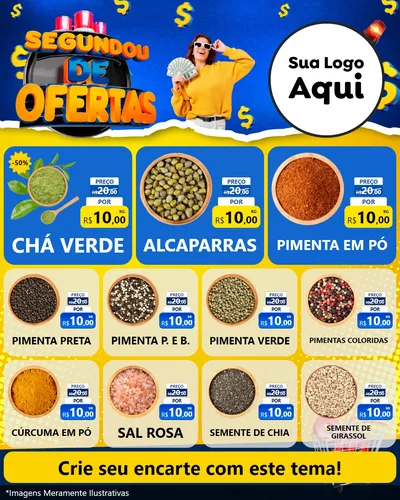 Modelo de Rede Social para Feed Instagram com o tema Segundou de Ofertas para Produtos Naturais
